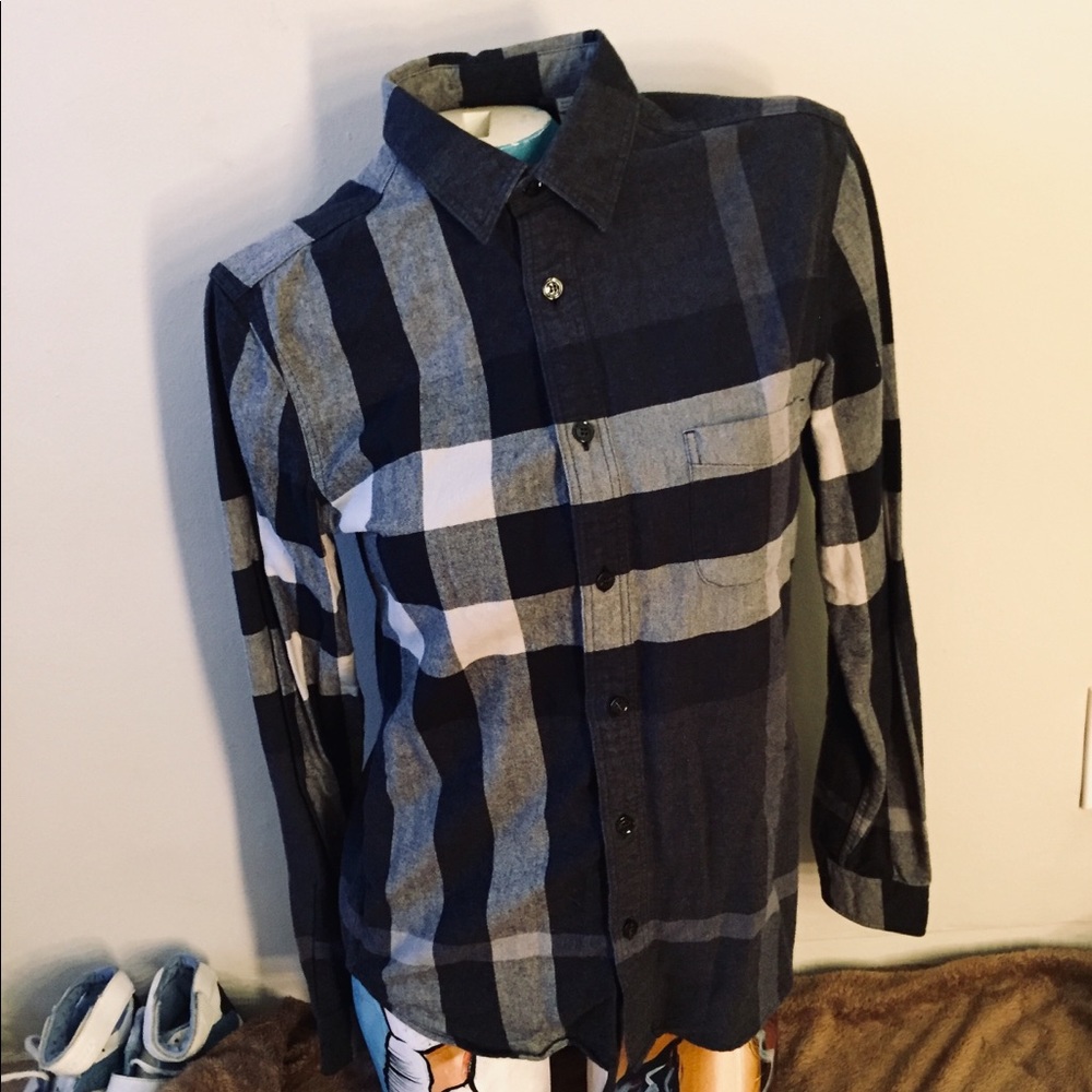 SOLD-BURBERRY BRIT EXPLODED CHECK BUTTON DOWN - Picture 4 of 8